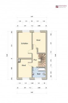 Grundriss Obergeschoss Einfamilienhaus mit 5 Zimmern, Garage und Garten in Grevenbroich