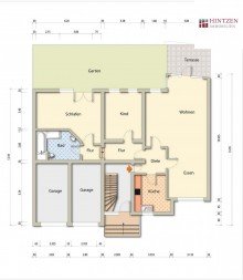 Grundriss EG Zweifamilienhaus mit zwei Garagen nahe dem Rhein in Dormagen / St�rzelberg.