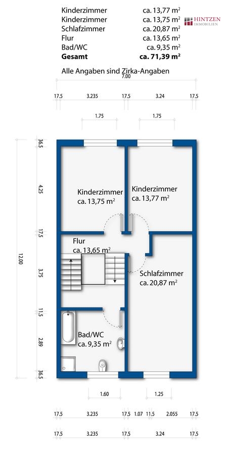 Grundriss Obergeschoss Reihenmittelhaus Grevenbroich