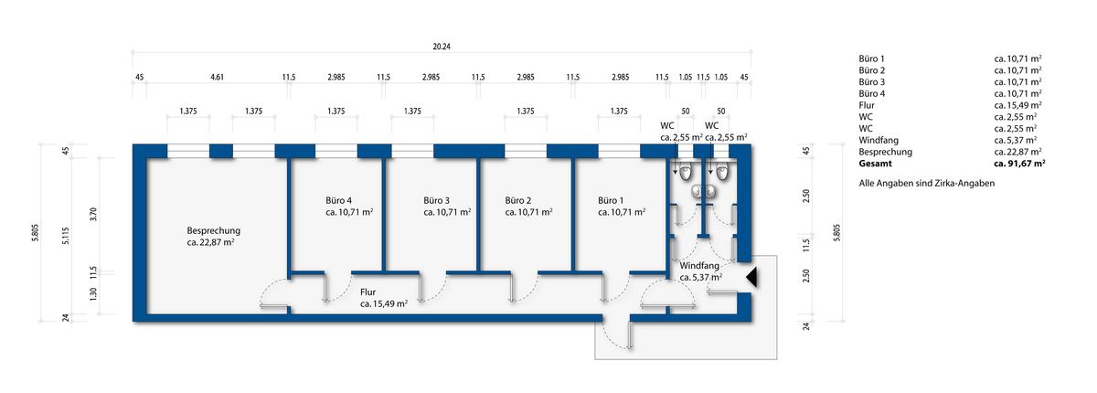 Grundriss B�ros der Halle Halle Grevenbroich