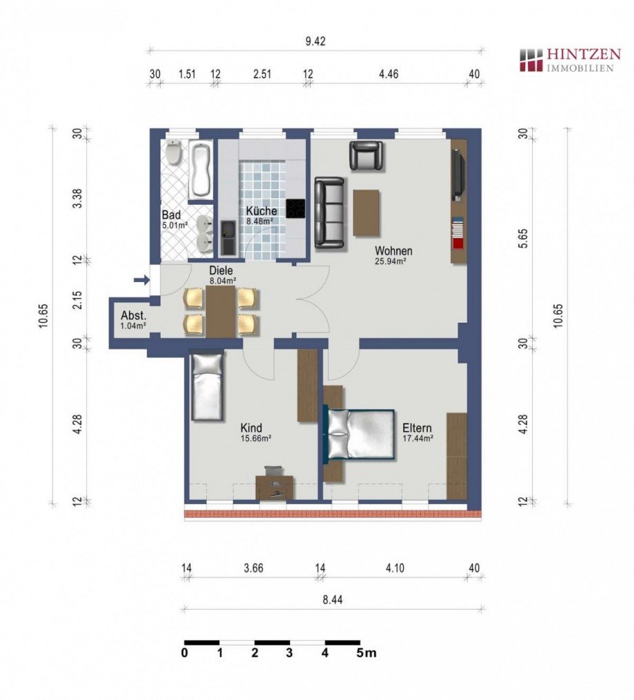 Grundriss Wohnung 2.OG Links Mehrfamilienhaus Grevenbroich