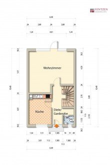 Grundriss Erdgeschoss Einfamilienhaus mit 5 Zimmern, Garage und Garten in Grevenbroich